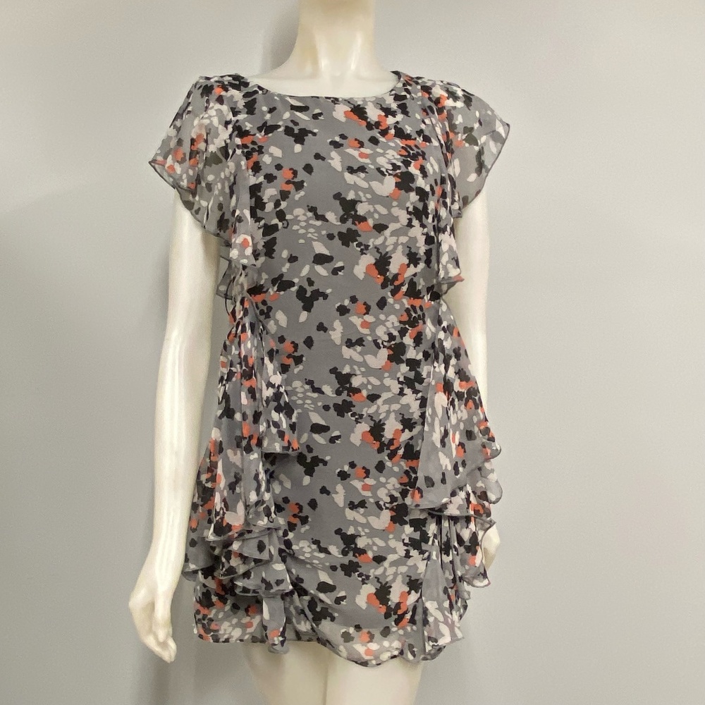 Moonbasa Pretty Gray Sleeveless Ruffle Dress size Small S